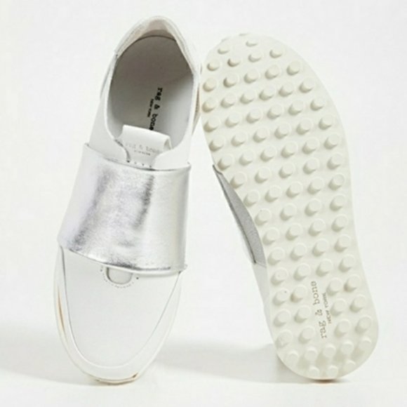 Rag and Bone Dylan Silver Metallic Athletic Shoe Sneaker 9.5 - Picture 1 of 14